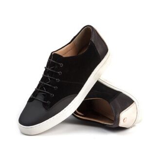 - Thorocraft Black Cooper Low Profile Leather Suede Sneaker
